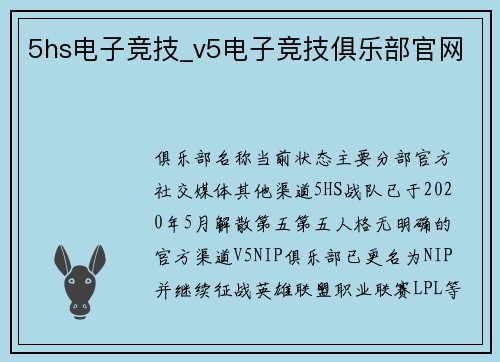 5hs电子竞技_v5电子竞技俱乐部官网